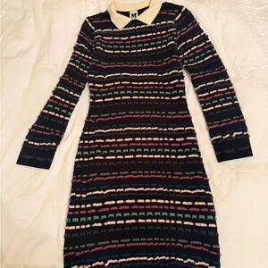 M Missoni Black Multicolor Patterned Long Sleeve Dress